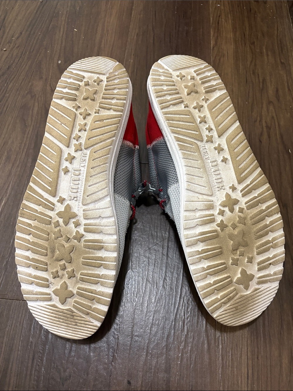 Hey Dude Mesh Slip-On Boat Shoes in Light Gray with Red Trim - Picture 3 of 4